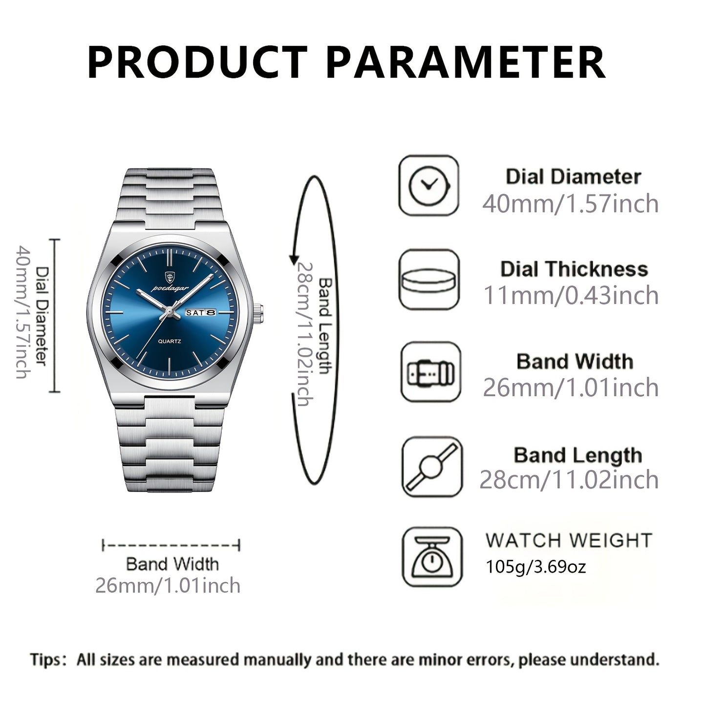 Reloj de cuarzo luminoso, informal, resistente al agua, para hombre.