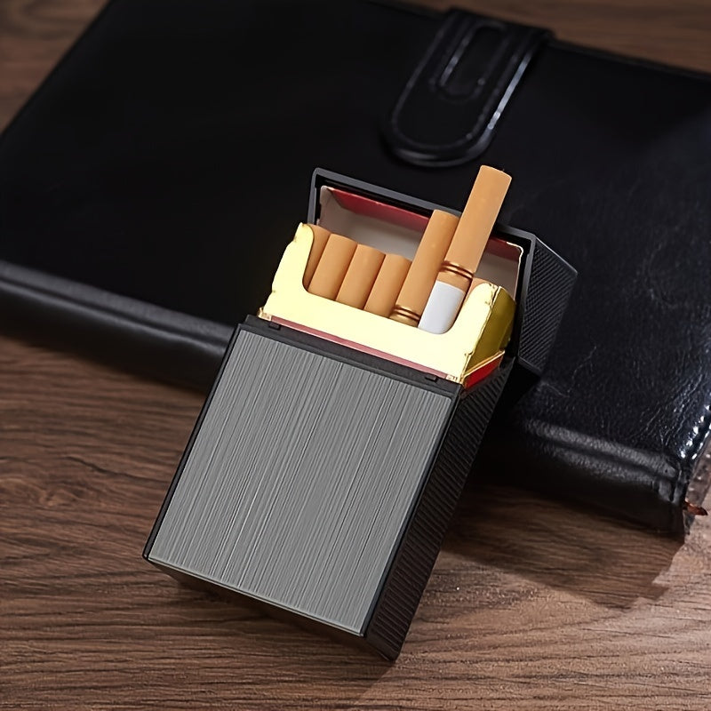 Estuche para tabaco de aleación cepillada con capacidad para 20 cigarrillos, para hombres y mujeres.