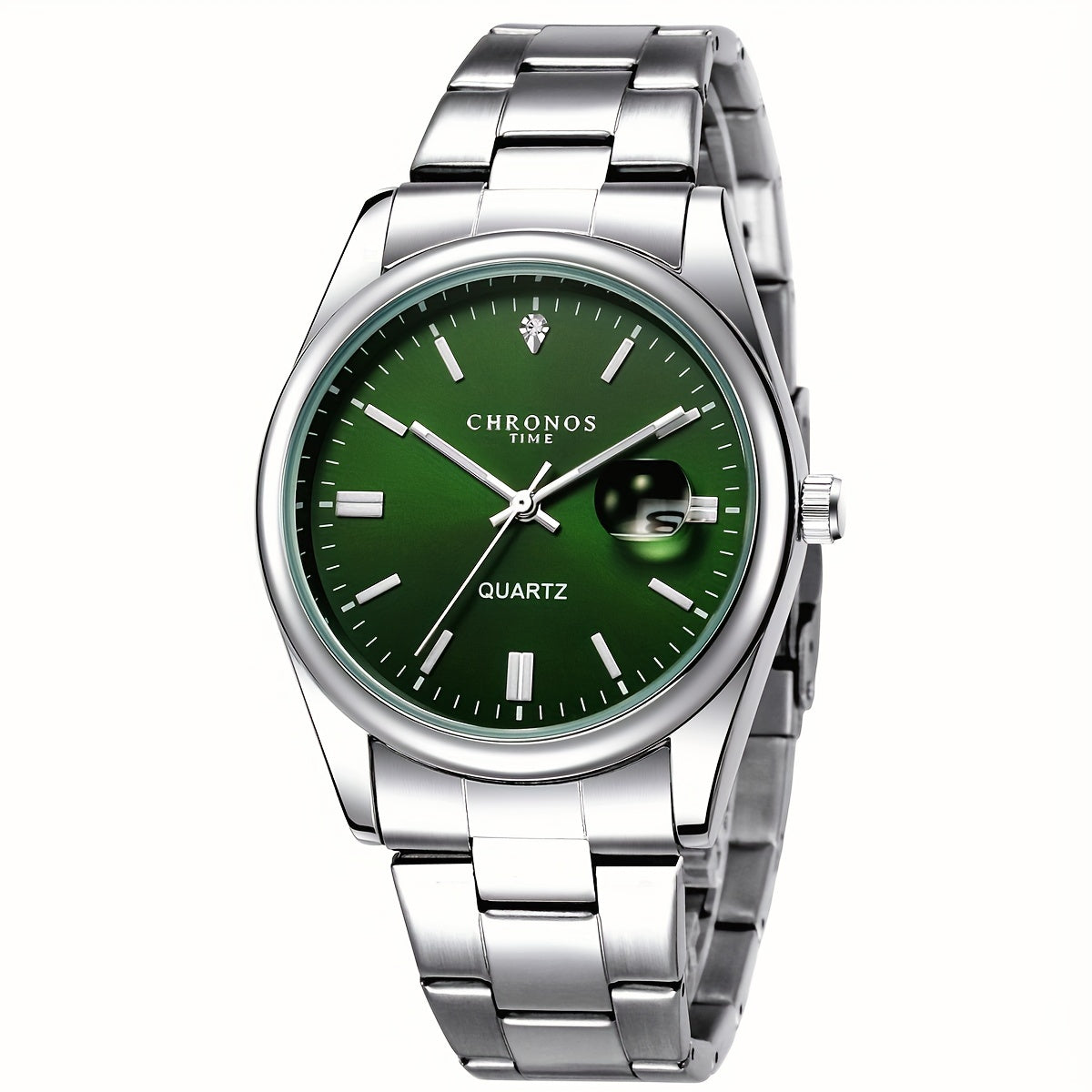 CHRONOS Vintage Men'S Quartz Watch with Calendar - 30.0meter Stainless Steel Strap, Round Zinc Alloy Case, Luminous Hands, Electronic Quartz Movement, Casual Business Style Wristwatch