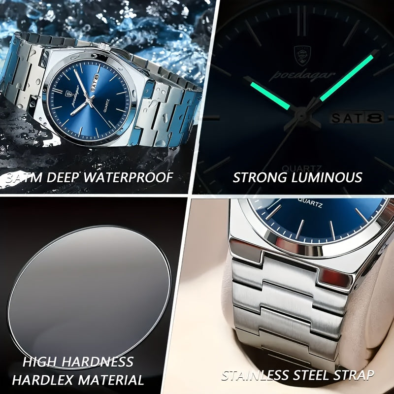 Reloj de cuarzo luminoso, informal, resistente al agua, para hombre.