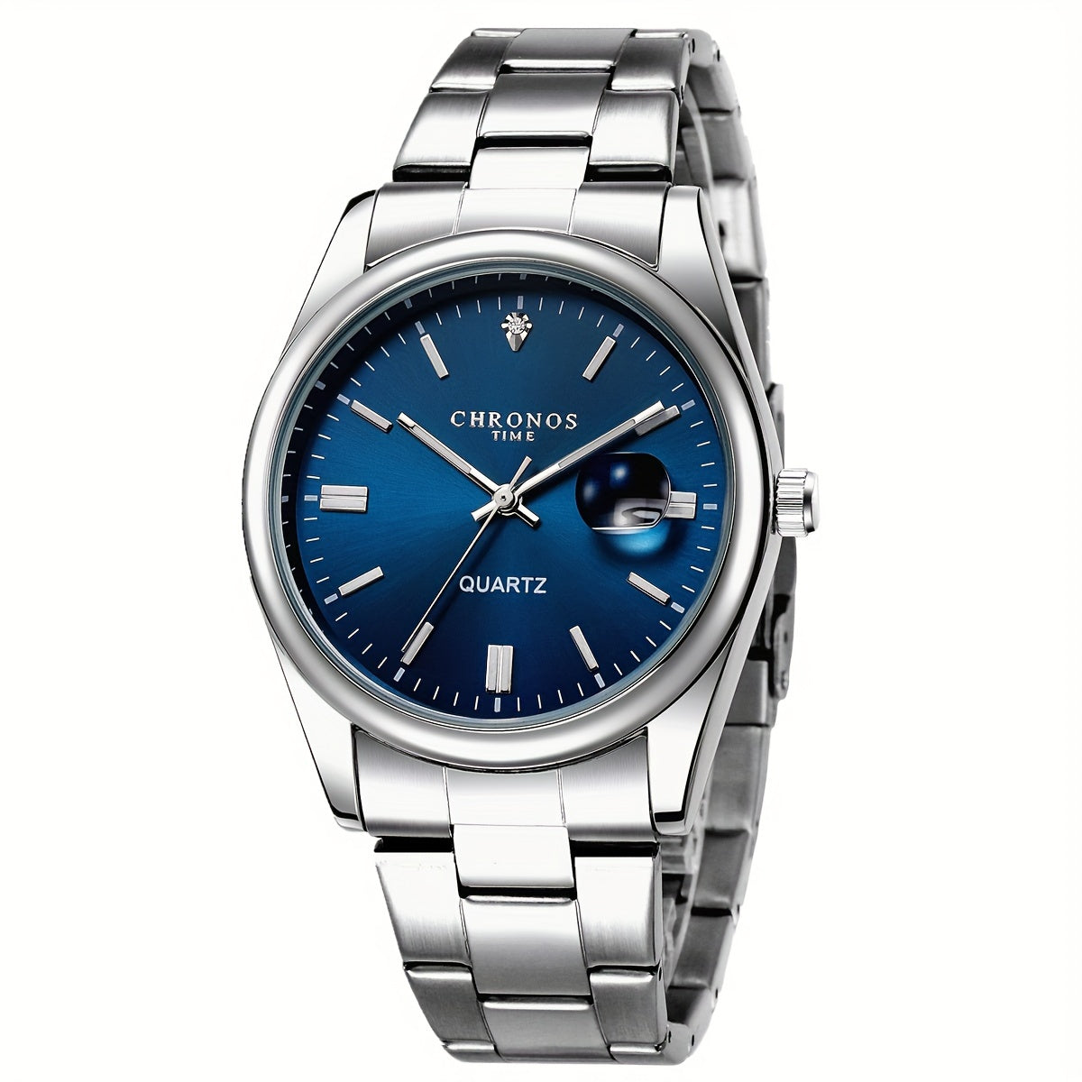 CHRONOS Vintage Men'S Quartz Watch with Calendar - 30.0meter Stainless Steel Strap, Round Zinc Alloy Case, Luminous Hands, Electronic Quartz Movement, Casual Business Style Wristwatch