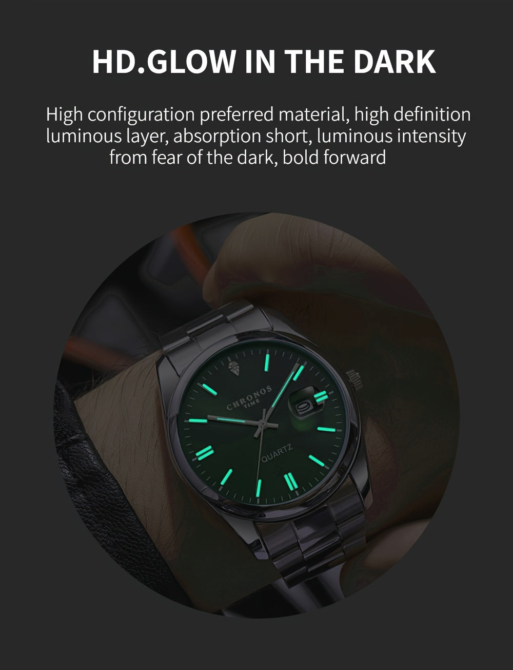 CHRONOS Vintage Men'S Quartz Watch with Calendar - 30.0meter Stainless Steel Strap, Round Zinc Alloy Case, Luminous Hands, Electronic Quartz Movement, Casual Business Style Wristwatch
