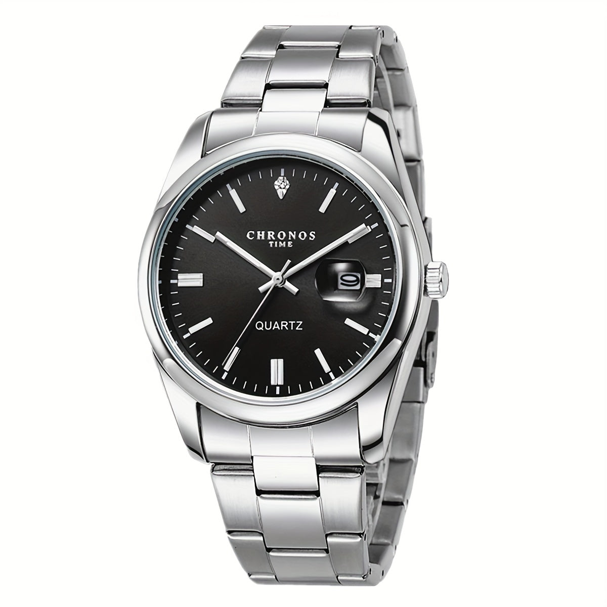 CHRONOS Vintage Men'S Quartz Watch with Calendar - 30.0meter Stainless Steel Strap, Round Zinc Alloy Case, Luminous Hands, Electronic Quartz Movement, Casual Business Style Wristwatch