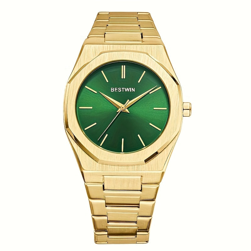 Elegante reloj de cuarzo para hombre con elegante correa de acero de aleación: esfera sencilla pero sofisticada para eventos sociales y empresariales, el regalo perfecto.