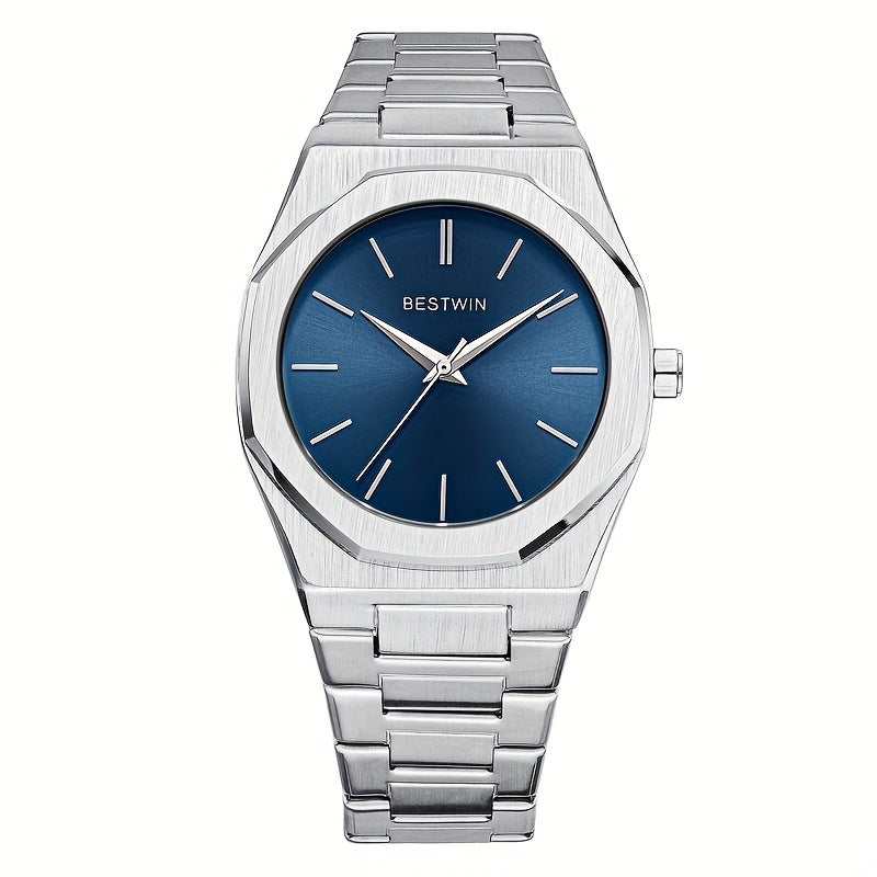 Elegante reloj de cuarzo para hombre con elegante correa de acero de aleación: esfera sencilla pero sofisticada para eventos sociales y empresariales, el regalo perfecto.