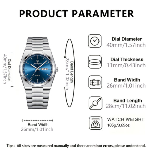 Reloj de cuarzo luminoso, informal, resistente al agua, para hombre.