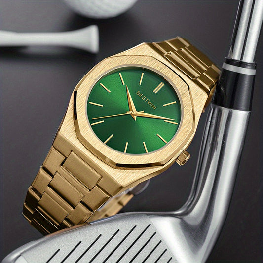 Elegante reloj de cuarzo para hombre con elegante correa de acero de aleación: esfera sencilla pero sofisticada para eventos sociales y empresariales, el regalo perfecto.