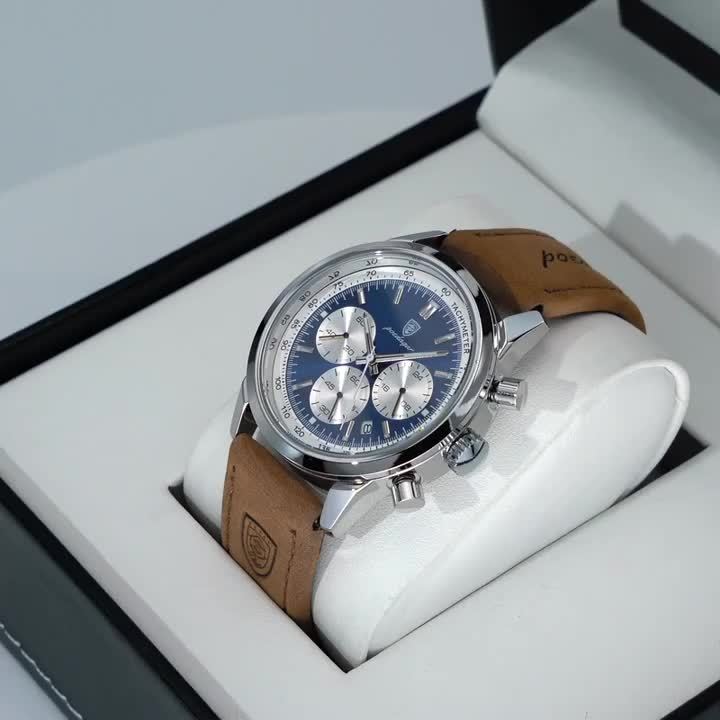 Reloj de cuarzo informal de lujo para hombre, resistente al agua, con calendario luminoso y correa de piel sintética, esfera redonda - POEDAGAR