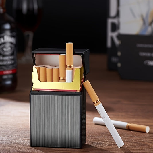 Estuche para tabaco de aleación cepillada con capacidad para 20 cigarrillos, para hombres y mujeres.