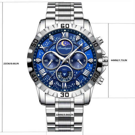 POEDAGAR 2024 - Reloj cronógrafo de cuarzo para hombre, nuevo modelo Business Executivo, resistente al agua, luz nocturna y correa de acero inoxidable.